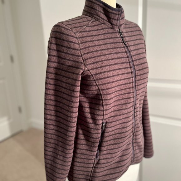 LL Bean Striped Sweater Fleece Full-Zip Jacket Size medium regular misses - Picture 2 of 9